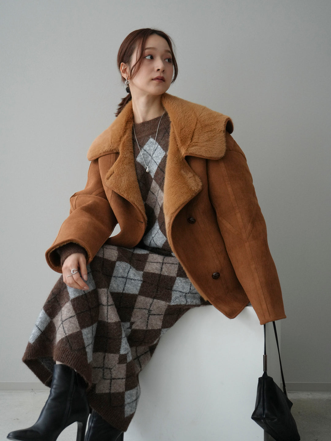 [SET]アーガイルニットプルオーバー&ロングスカートSET UP(2set)