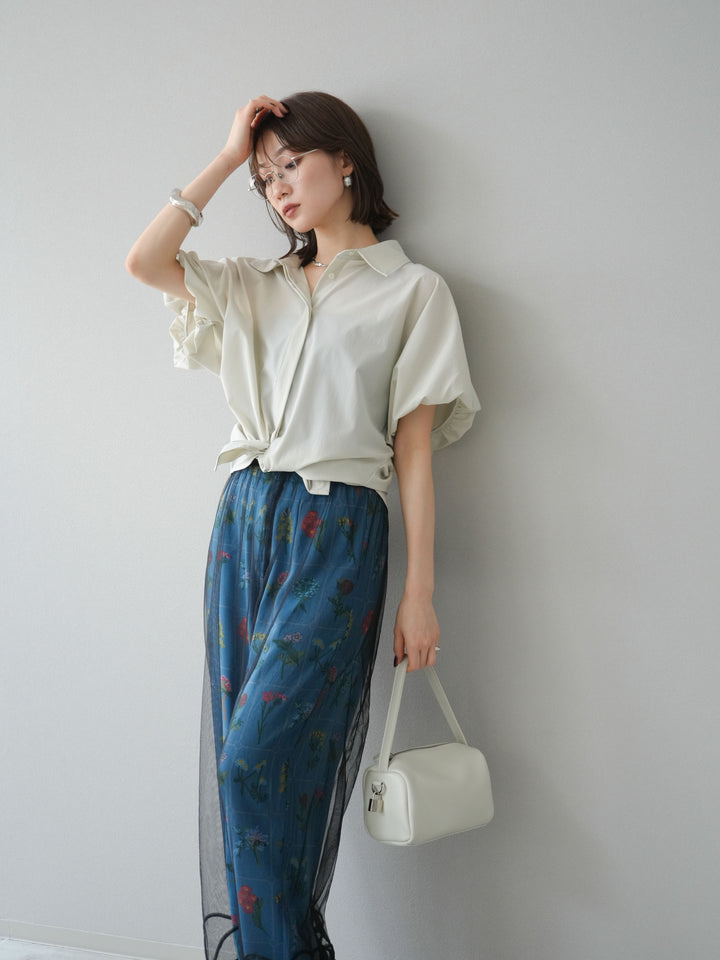 [予約]ICE TOUCHパフスリーブシャツ/オフグレー