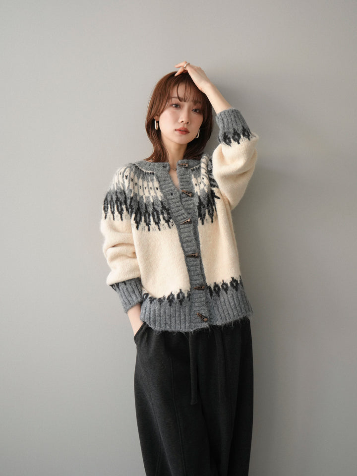 [SET]トグルボタン求心柄ニットカーディガン+選べるアクセセット(2set)