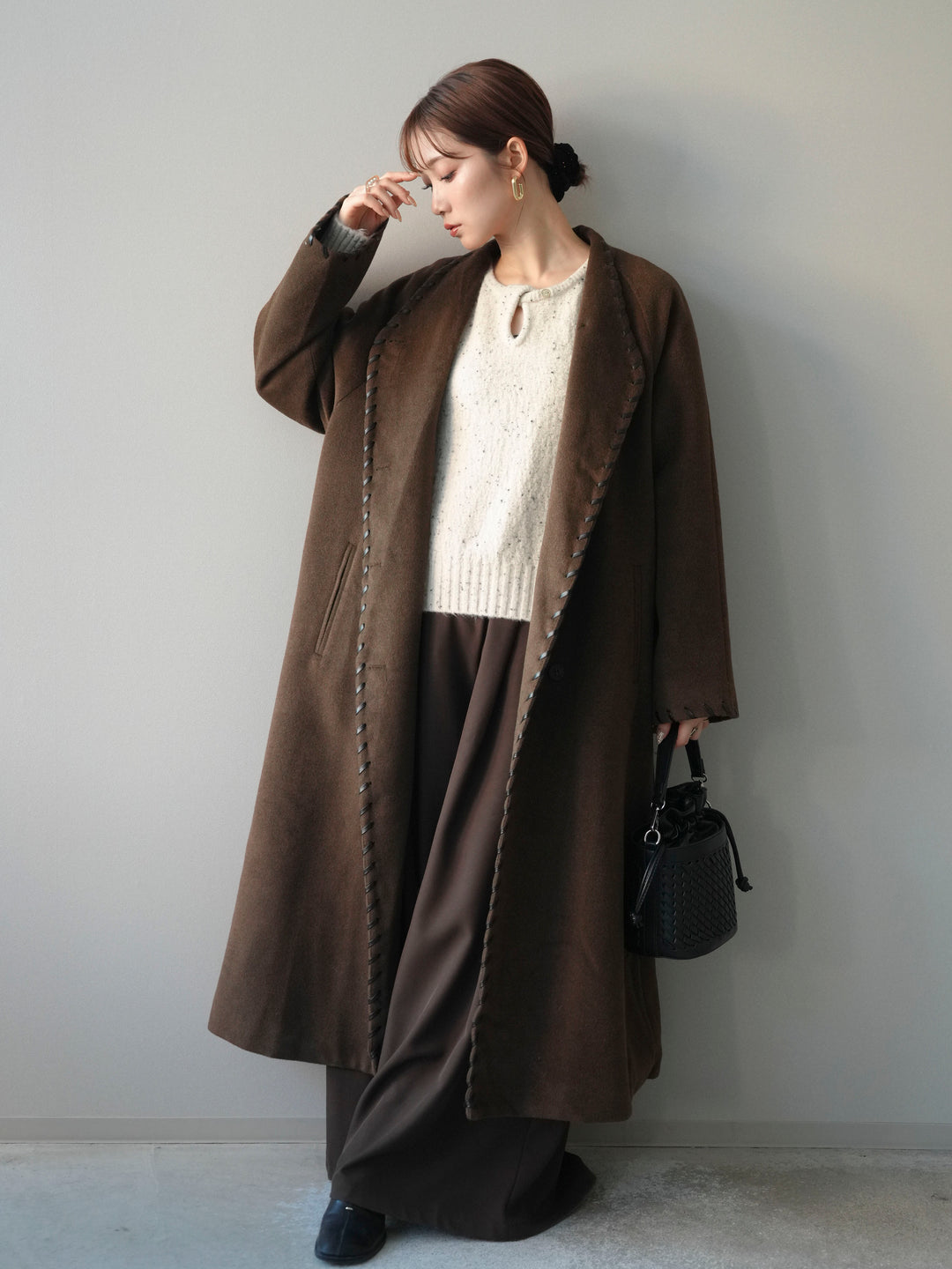 [SET]ハンドステッチ裏中綿ロングコート+ハンドステッチ裏中綿ロングコート(2set)