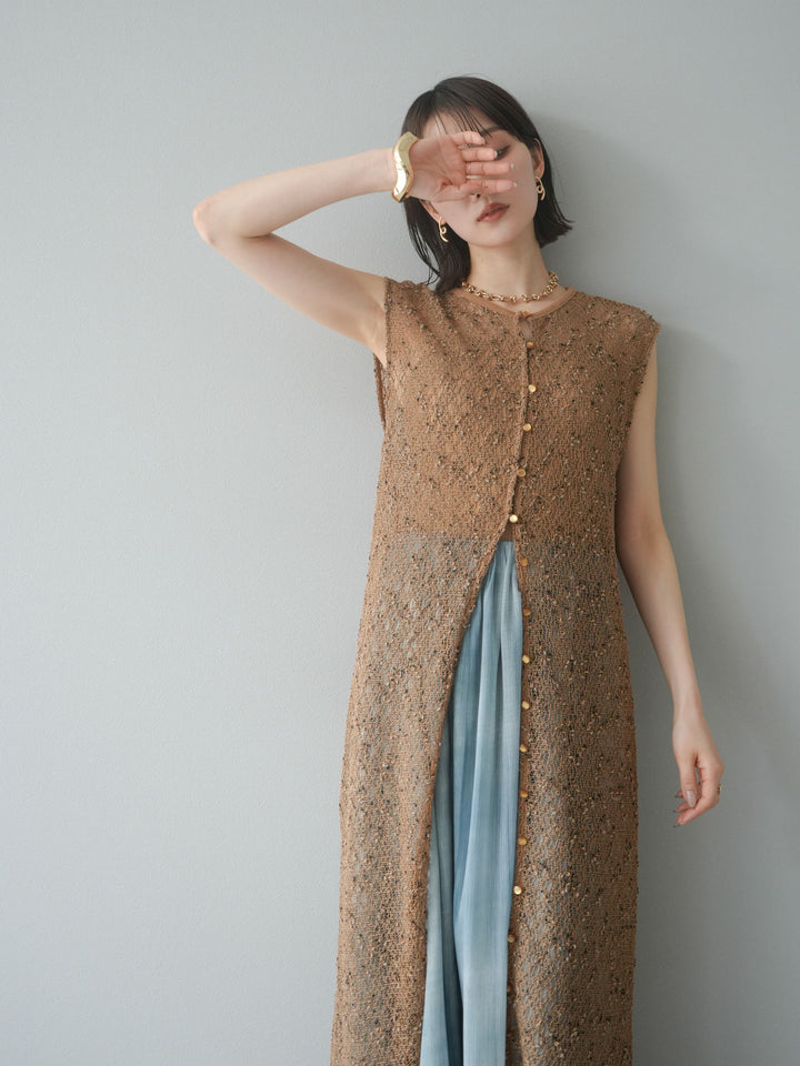 [予約]2WAYネップメッシュワンピース/ブラウン