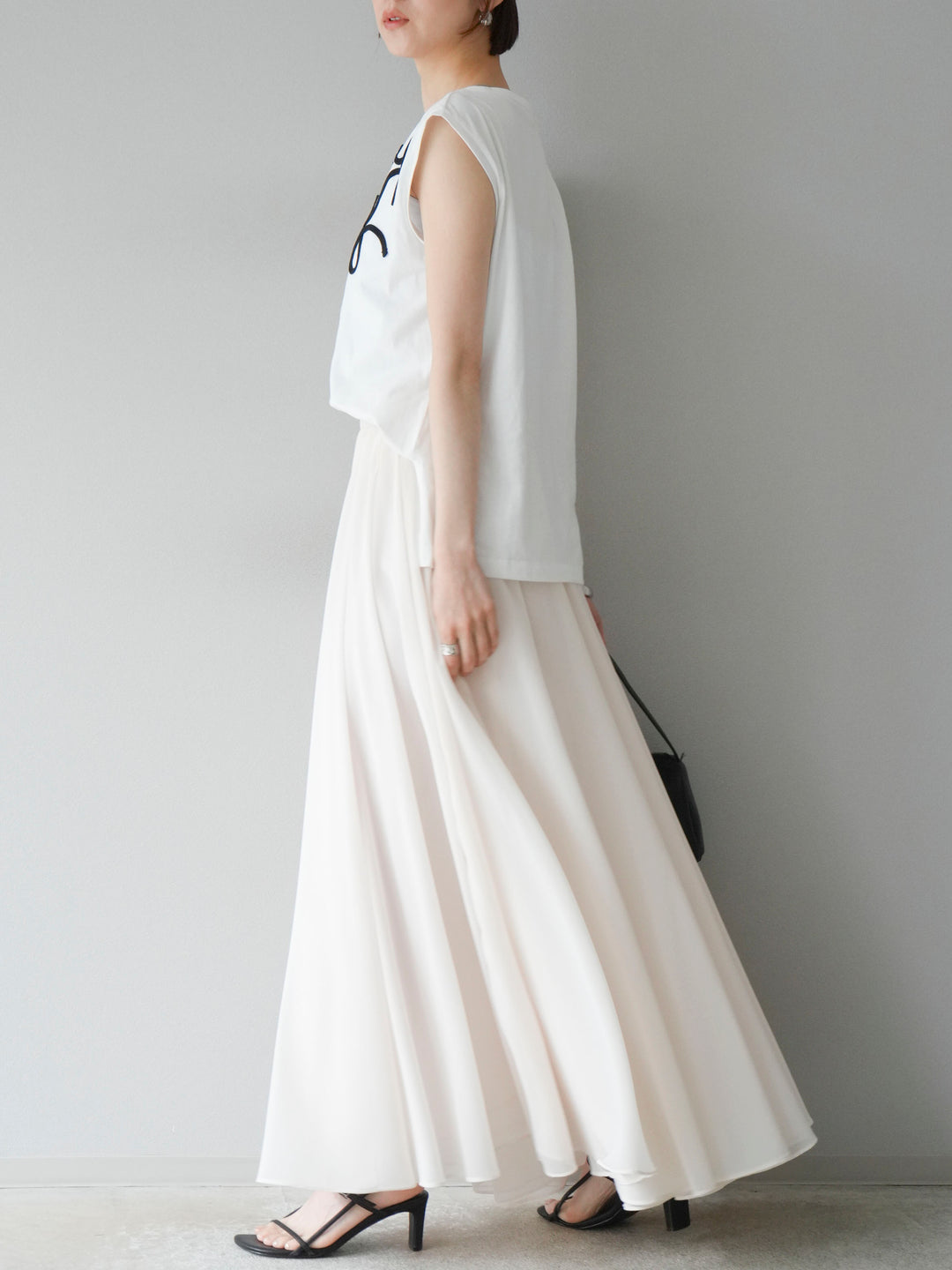 [予約]シフォンフレアスカート/アイボリー