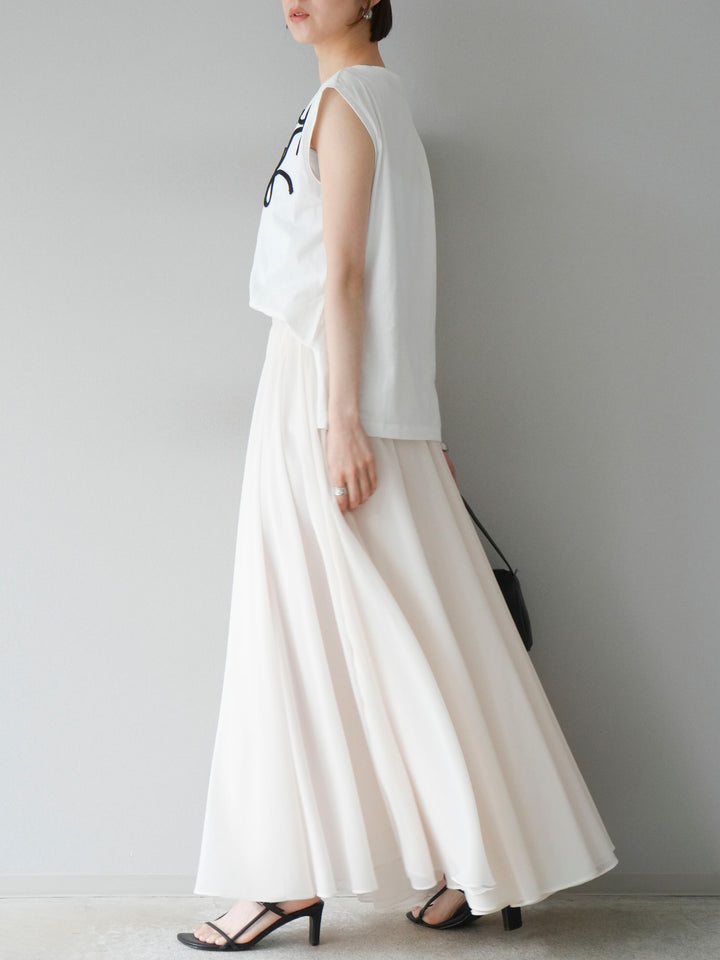 [予約]シフォンフレアスカート/アイボリー