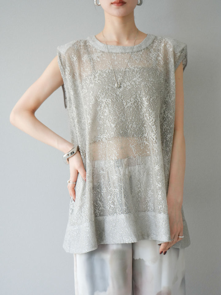 [予約]シャイニーレースプルオーバー/グレー