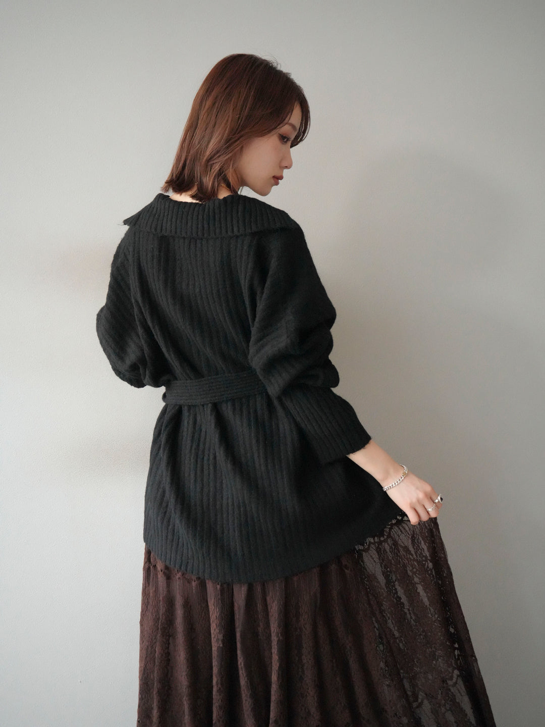 [予約]ワイドリブポロニットプルオーバー/black