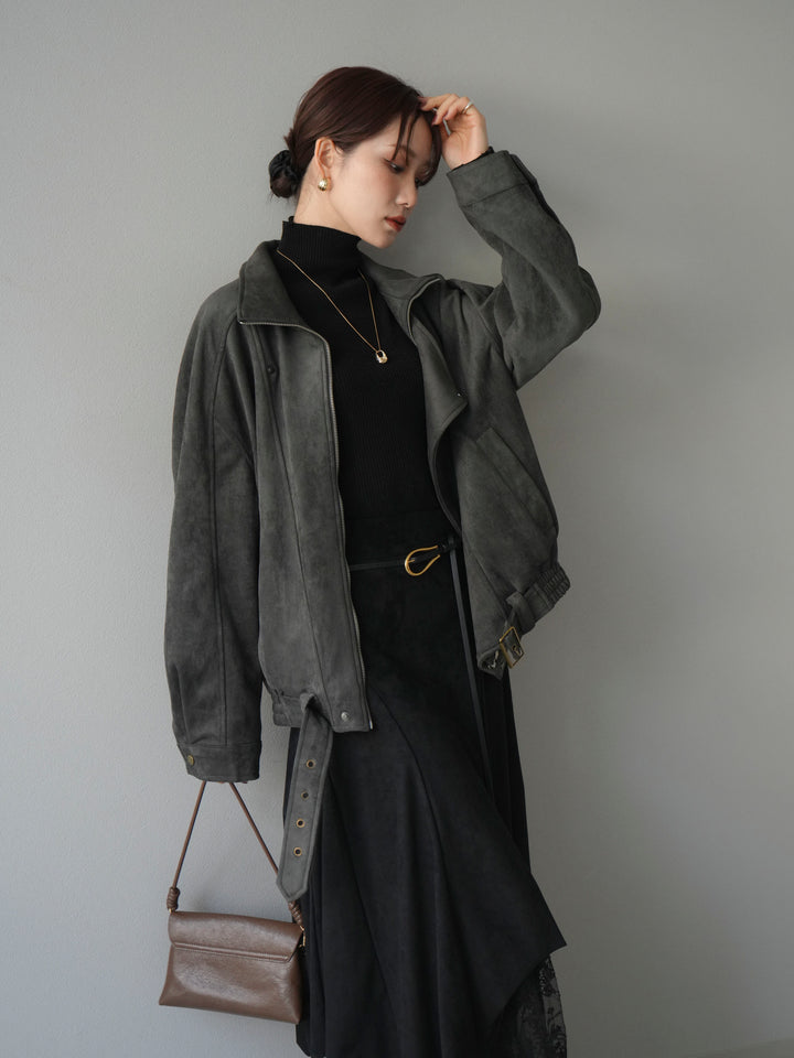 [予約]スエードライダースミドルジャケット/black