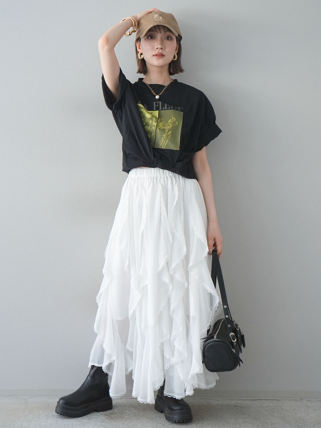 [予約]カラープリントビッグTシャツ/ブラック2