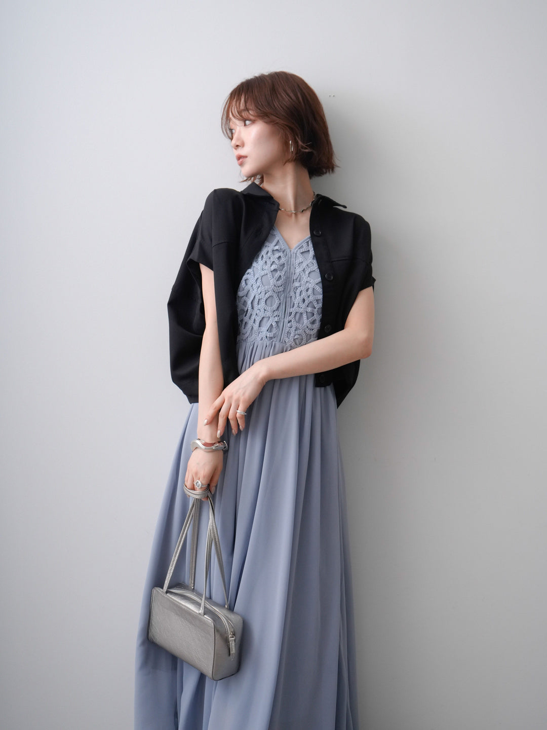 [SET]クロシェシフォンキャミワンピース+選べるアクセセット(2set)
