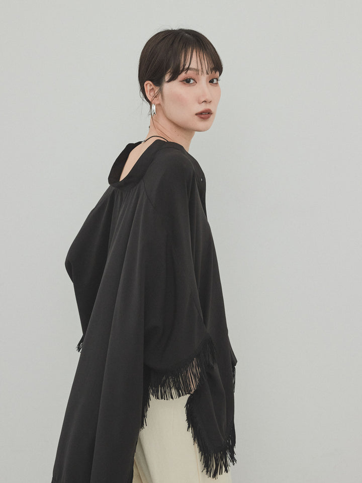 [SET] 方形流蘇斗篷襯衫 + 方形流蘇斗篷襯衫（2 件套）