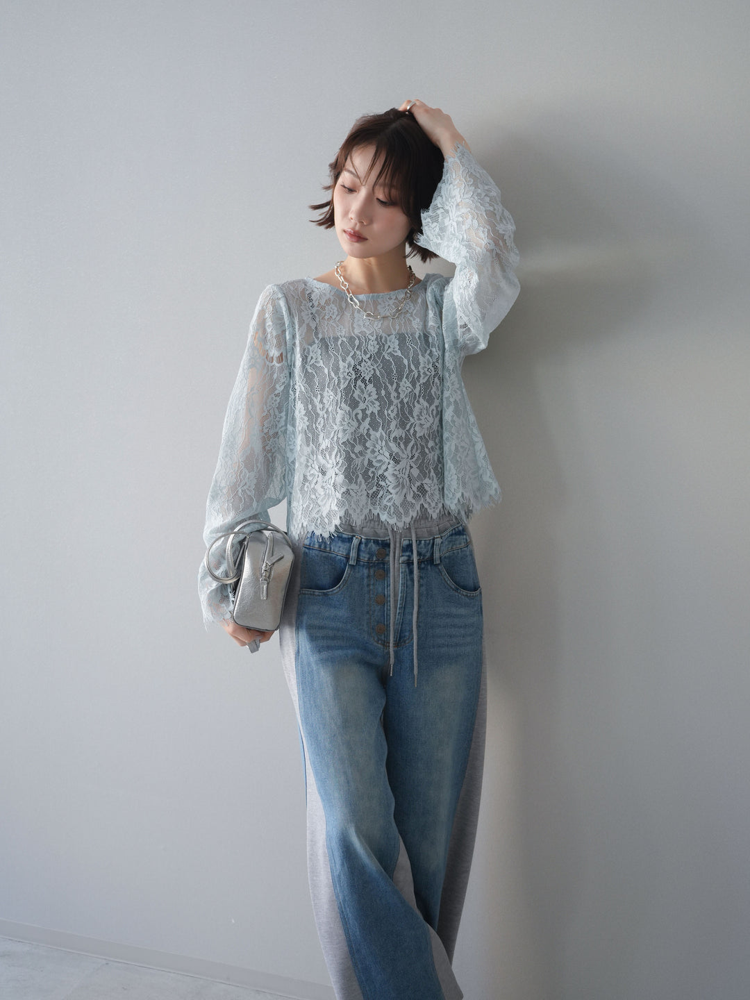 [SET]2WAYスリーブレーストップス+2WAYスリーブレーストップス(2set)