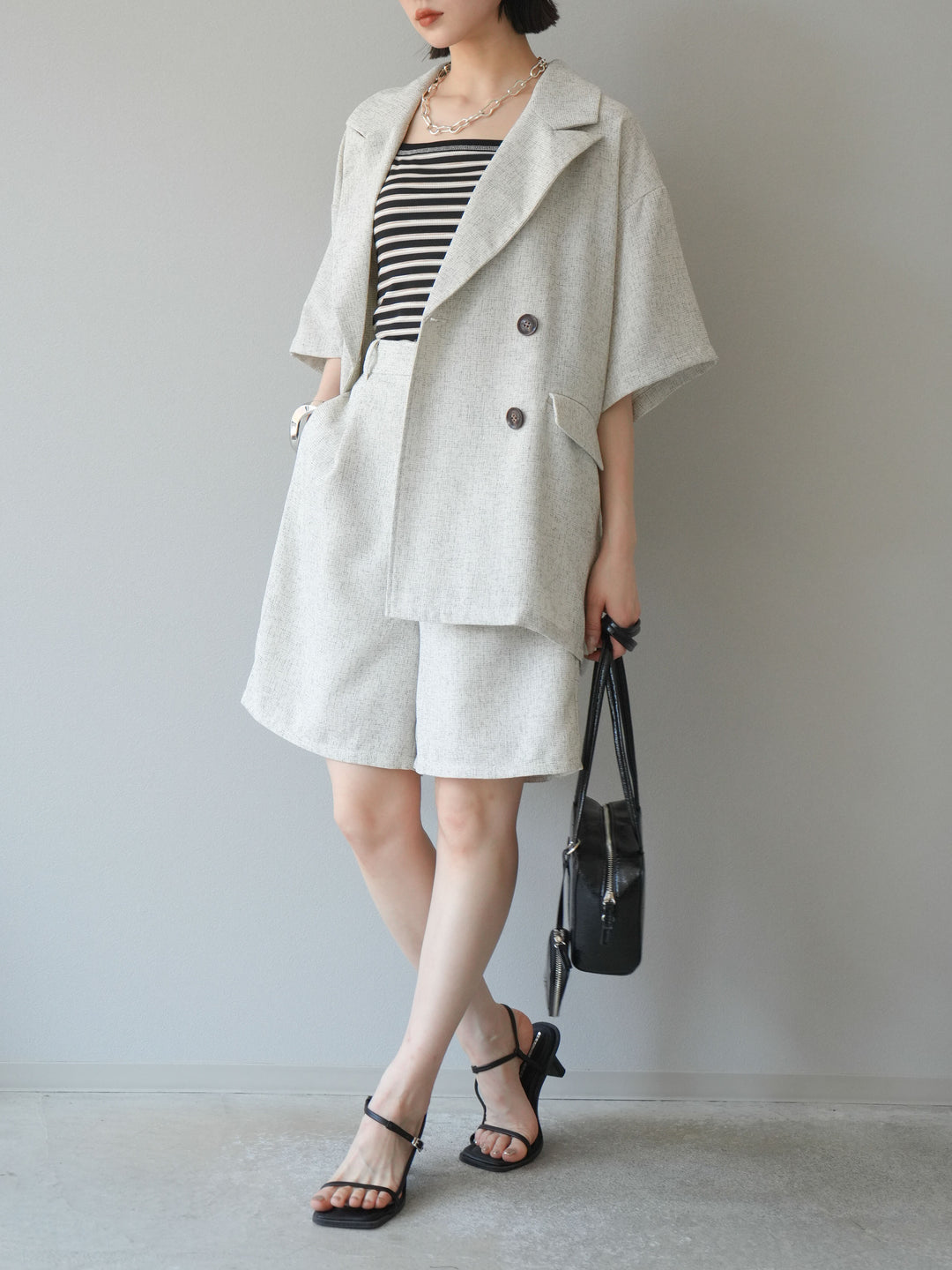 [SET]サマーツイードハーフジャケット+サマーツイードハーフパンツ(2set)