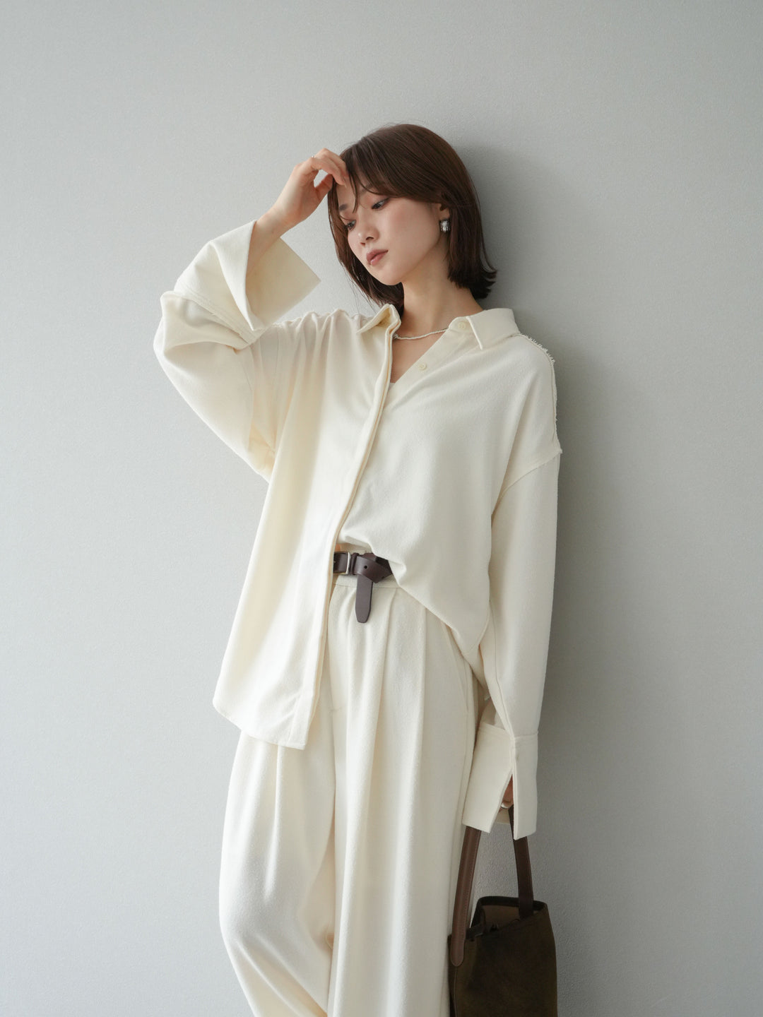 [予約]ネップオーバーシャツ/アイボリー