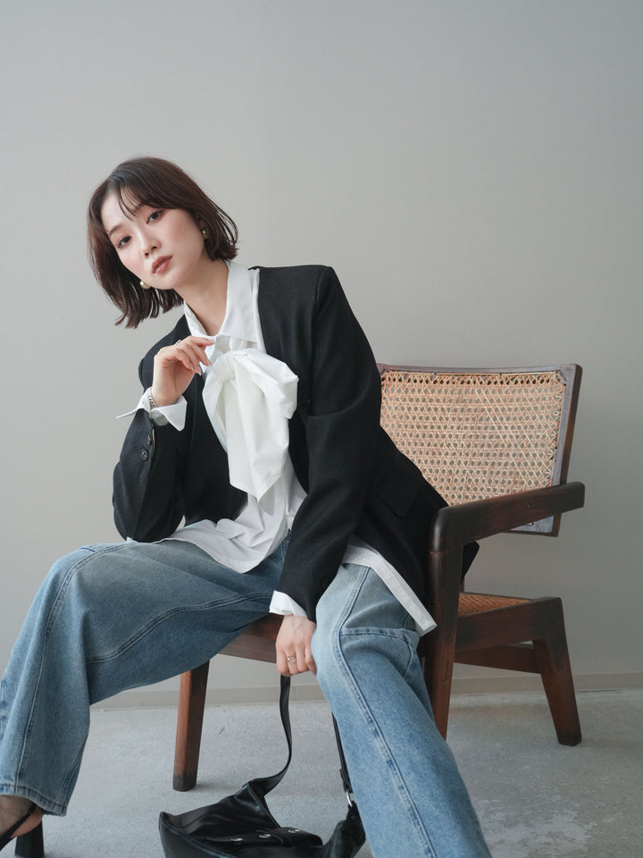 [SET]ノーカラージャケット+選べるアクセセット(2set)