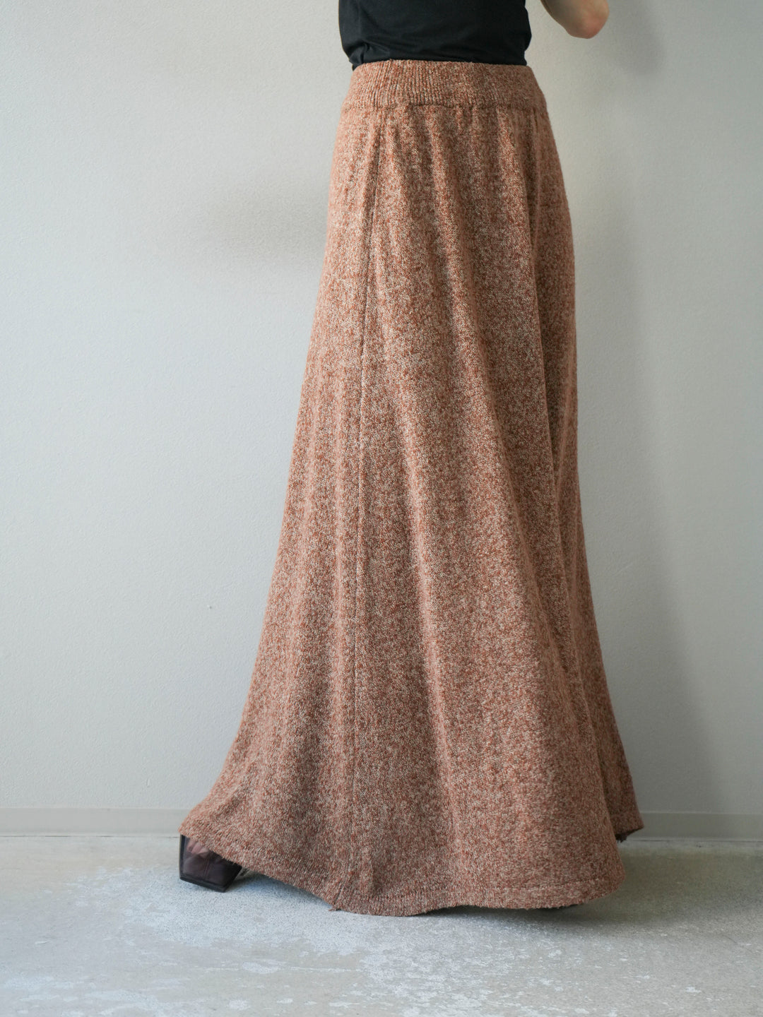 [予約]ミックスヤーンニットスカート/オレンジ