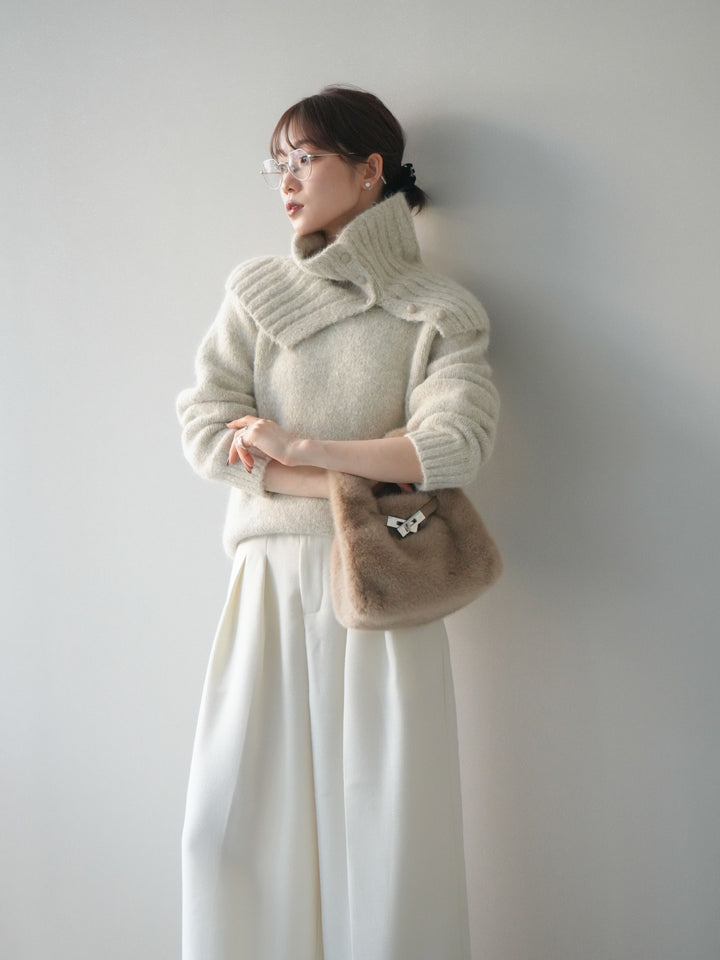 [予約]ネック付MIXニットアンサンブル/apricot