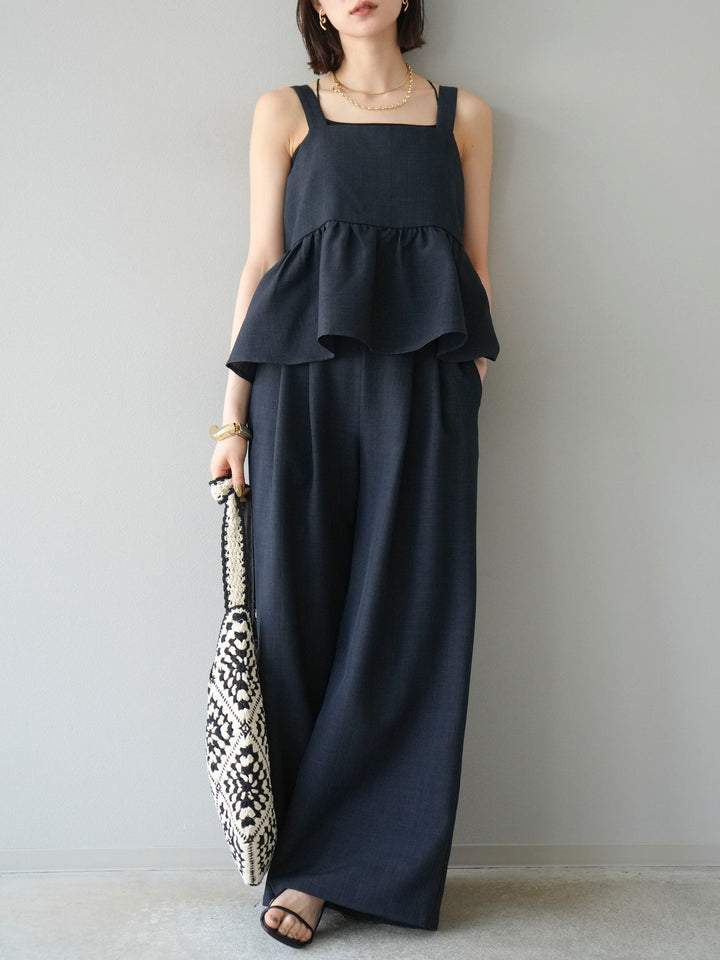 [SET]リネンライクビスチェ+リネンライクイージーワイドパンツ(2set)