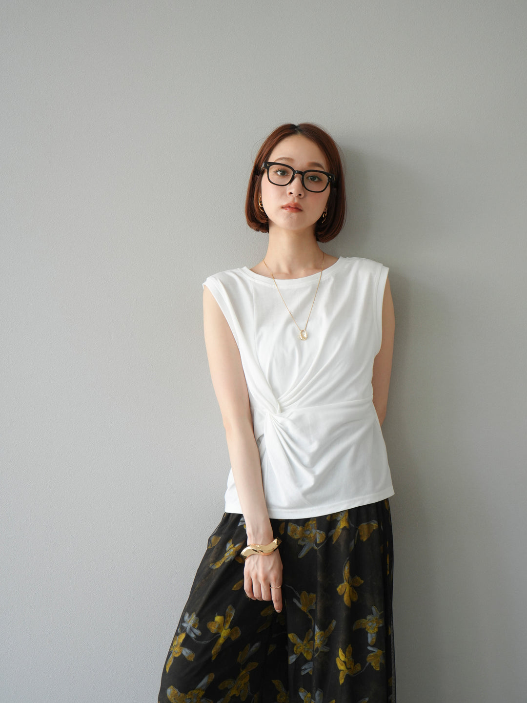 [予約]フロントツイストノースリーカットソー/オフ