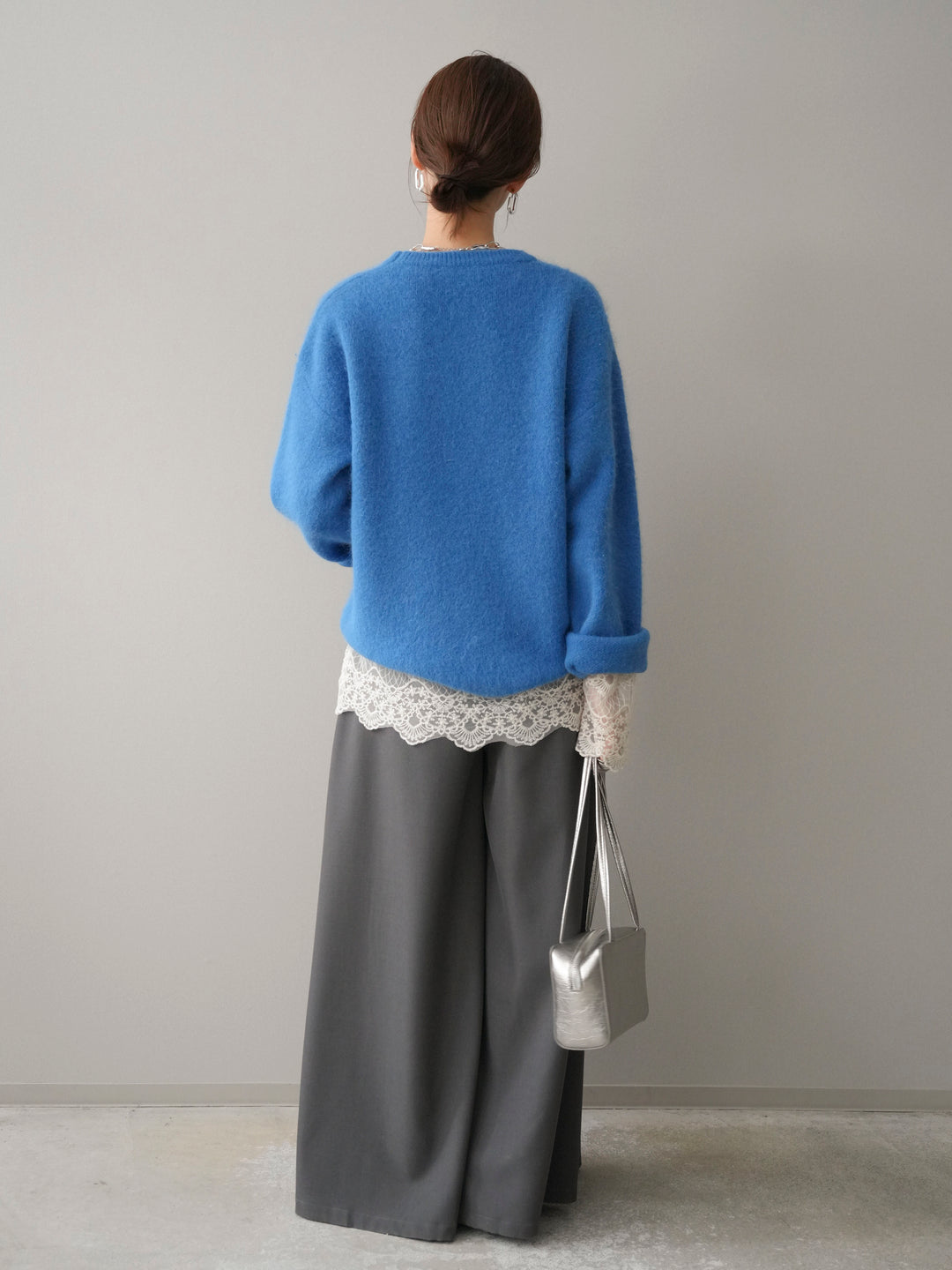 [予約]アンゴラタッチクルーネックニットプルオーバー/blue