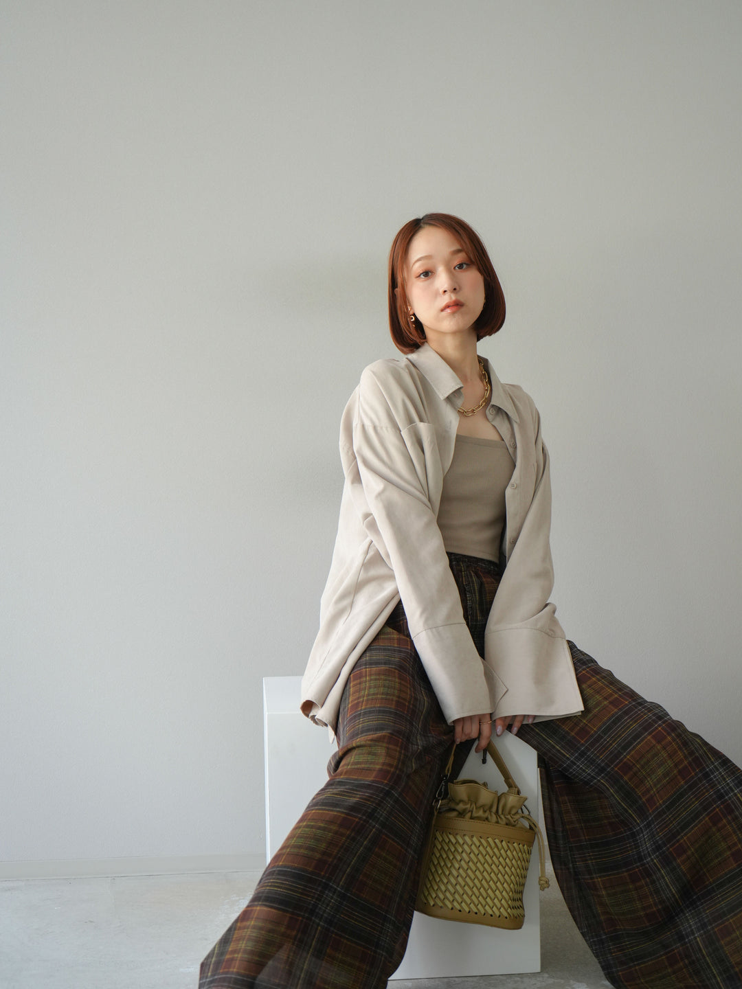 [予約]スエードライクBIGカフスオーバーシャツ/エクリュ