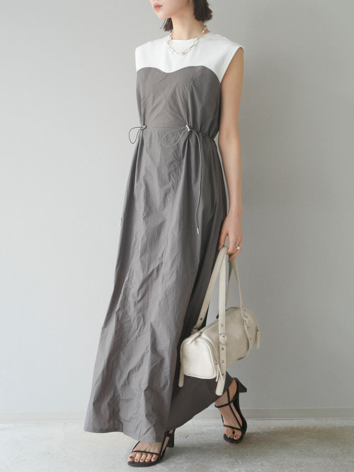 [SET] 剪裁對接尼龍洋裝 + 可選飾品套裝 (2 套)