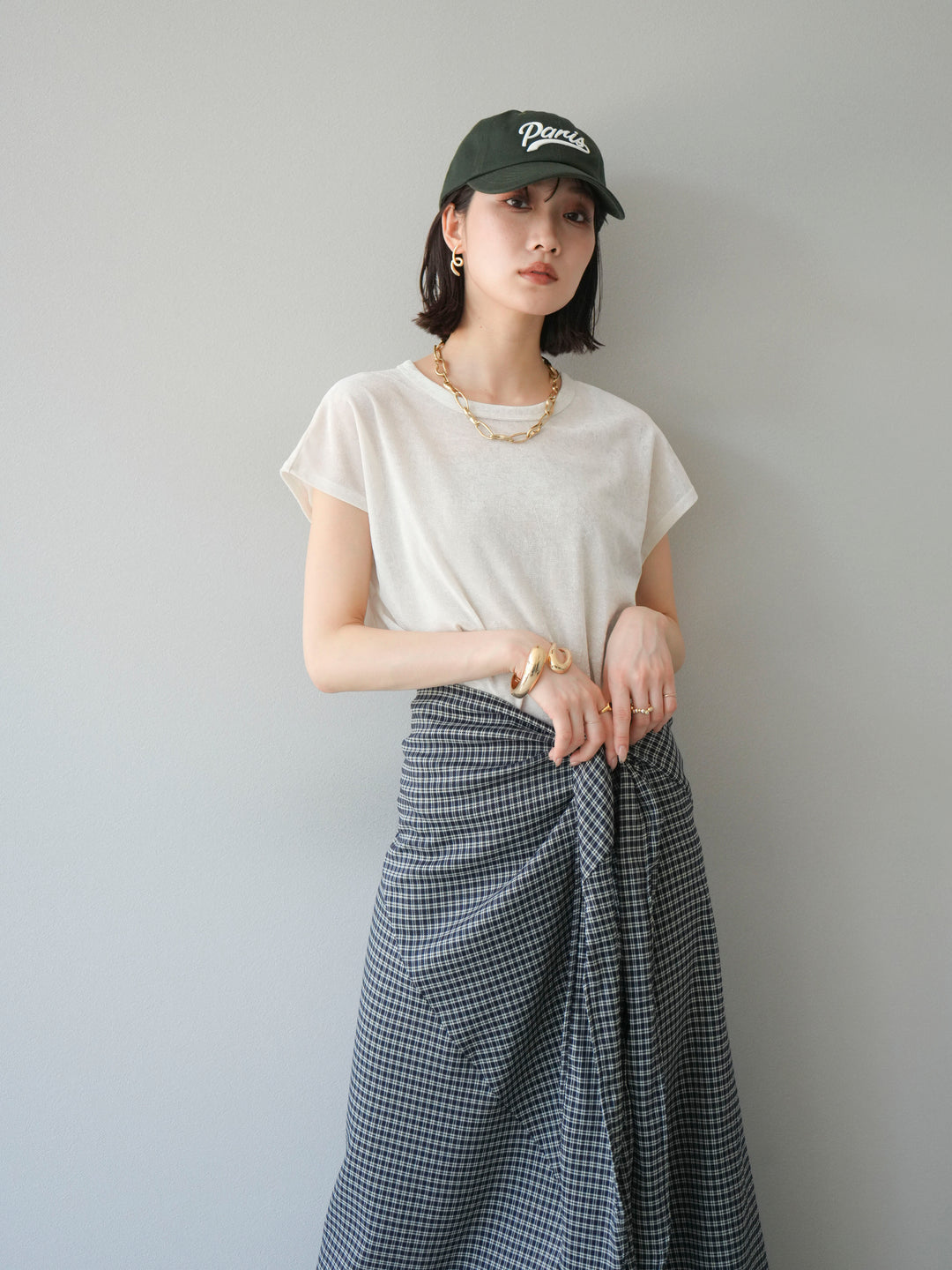 [SET]シアーベロアプルオーバー+サイド巻きツイルスカート(2set)