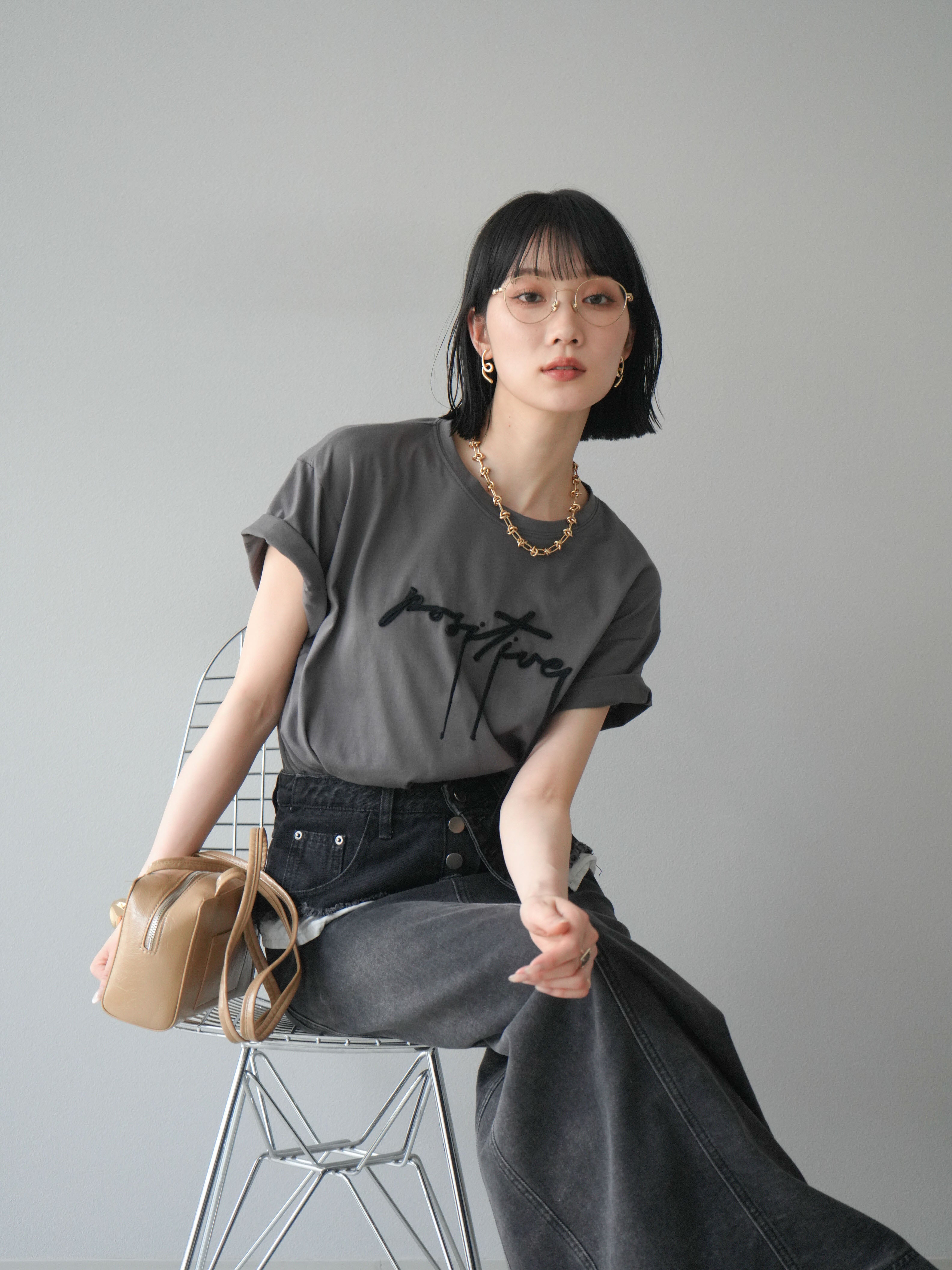 あんこ　グレースコンチネンタル　コード刺繍ヨークTシャツ セール】 コード刺繍ロゴトップ （Tシャツ）｜GRACE CONTINENTAL
