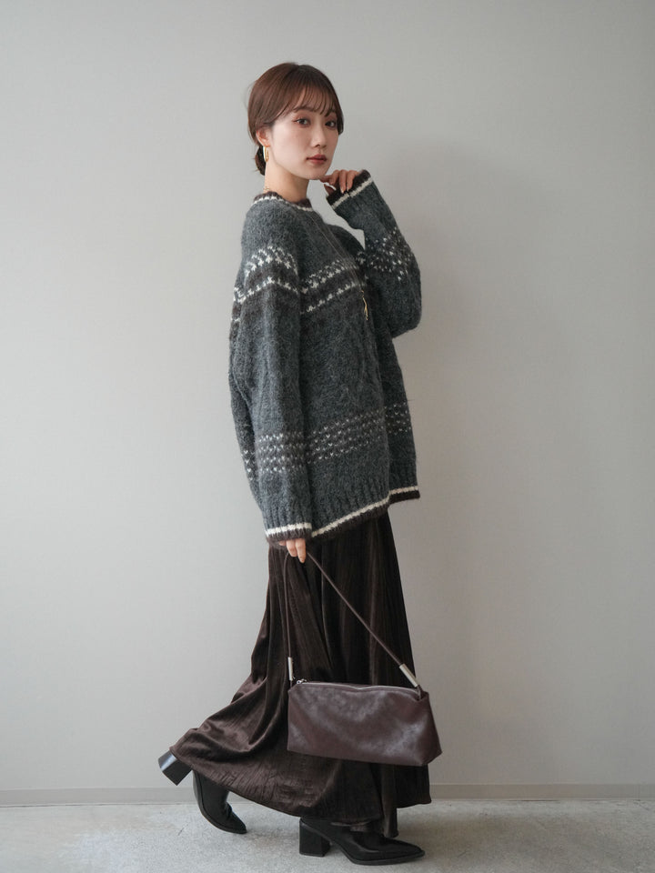 [予約]ワッシャーベロアプリーツスカート/brown