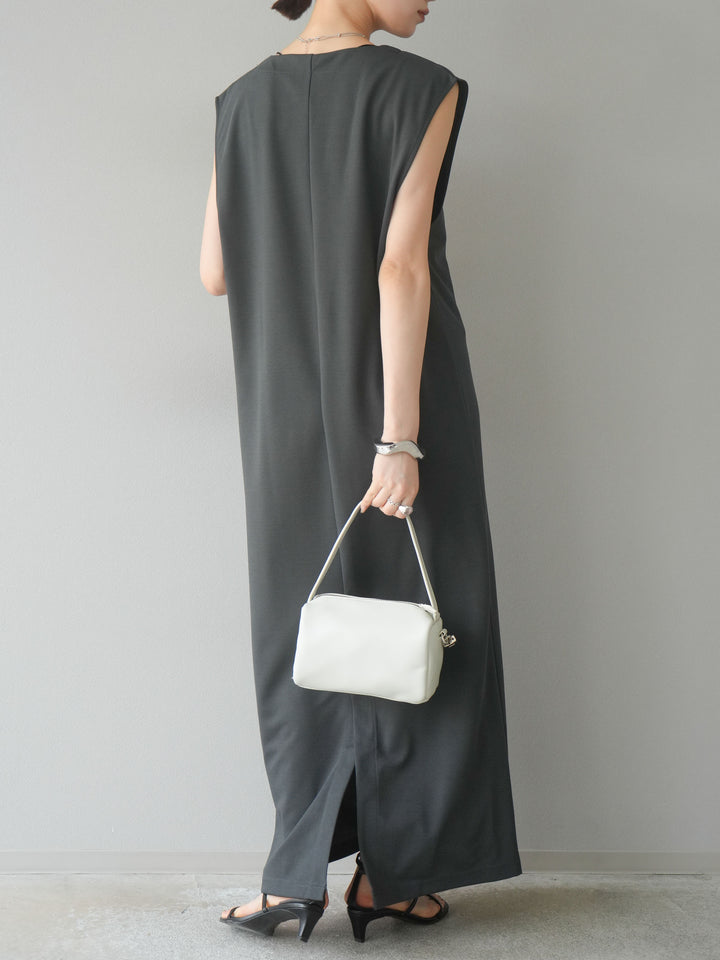 [予約]ライトポンチコード刺繍ワンピース/チャコール