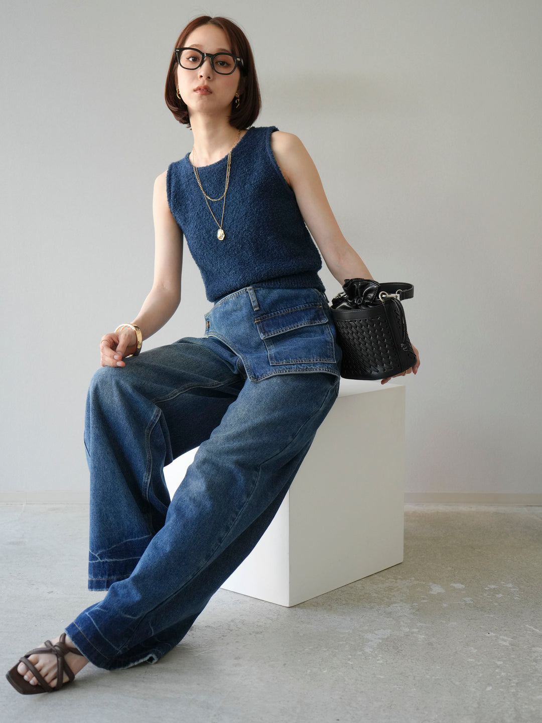 [予約]ブークレニットタンクトップ/ブルー