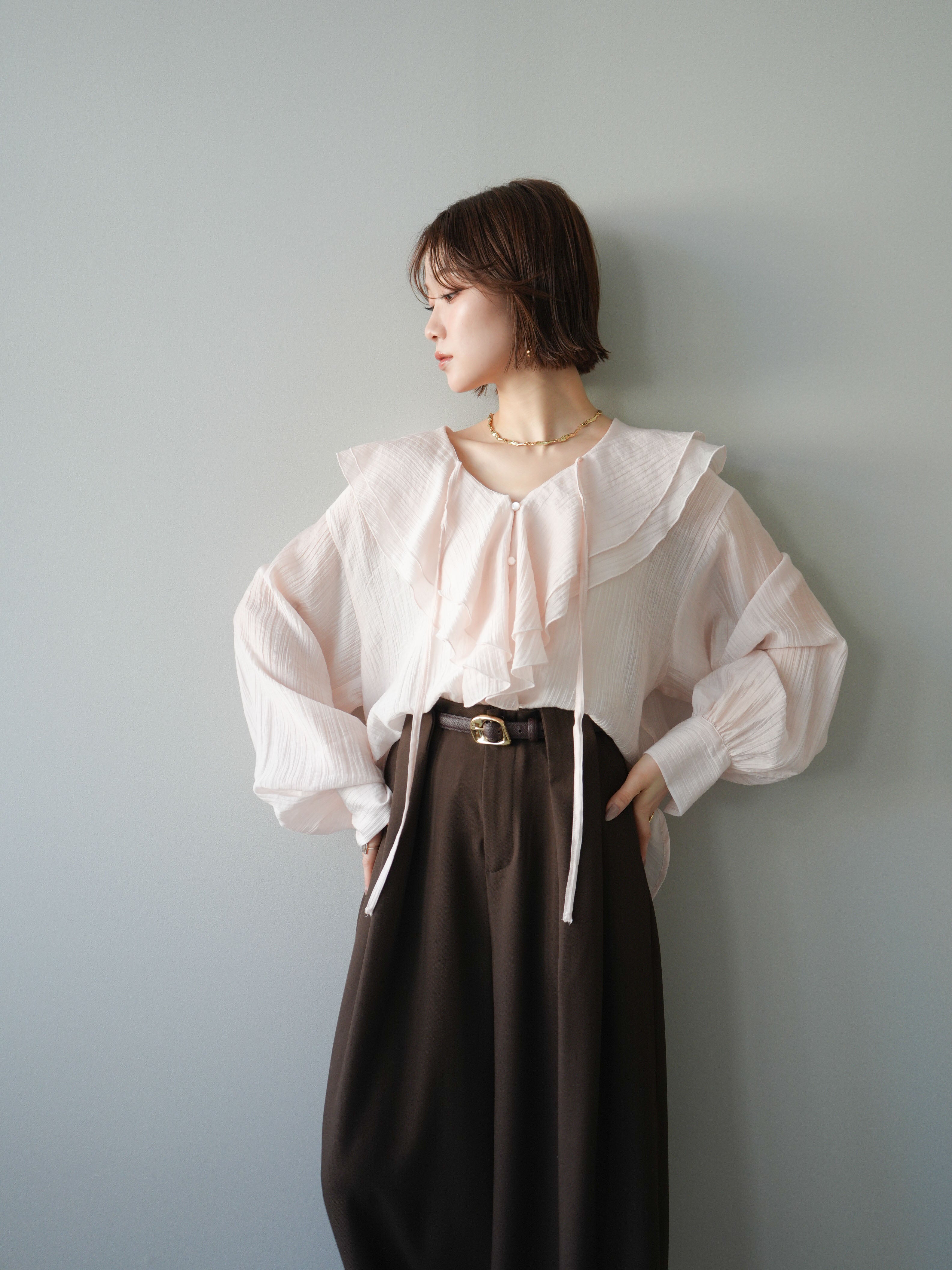 予約]ラッフルフリルブラウス/pink – Lumier