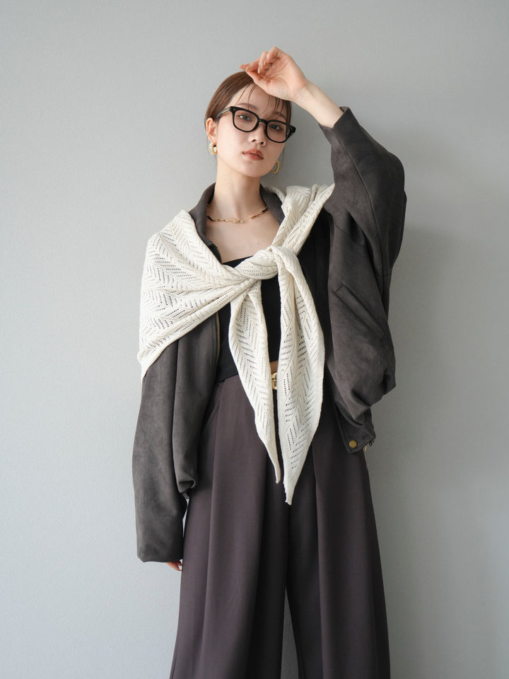 [SET] 麂皮外套+皮帶環設計寬褲（2套）