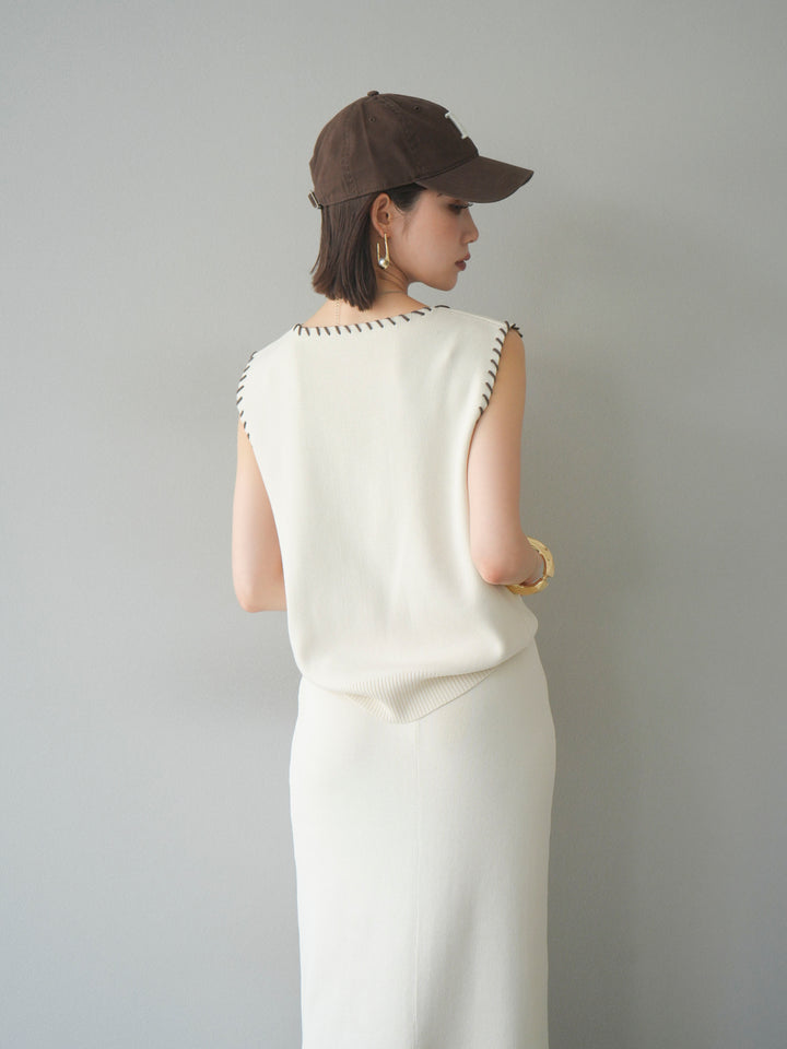 [SET] 亞麻手織套頭衫 + 亞麻手織緊身裙 (2 件套)