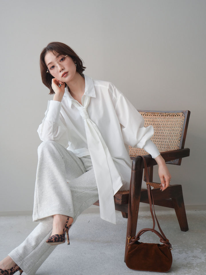 [SET]ボウタイ付オーバーシャツ+選べるアクセセット(2set)