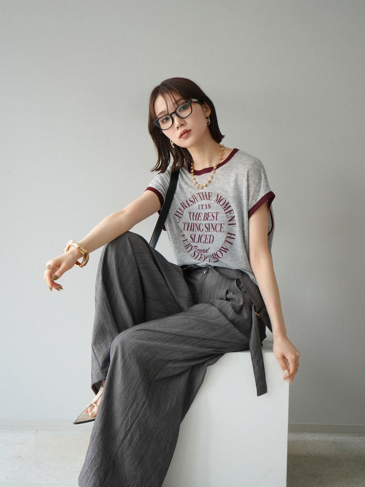 [予約]ストリングデザインハイウエストサロペット/チャコール