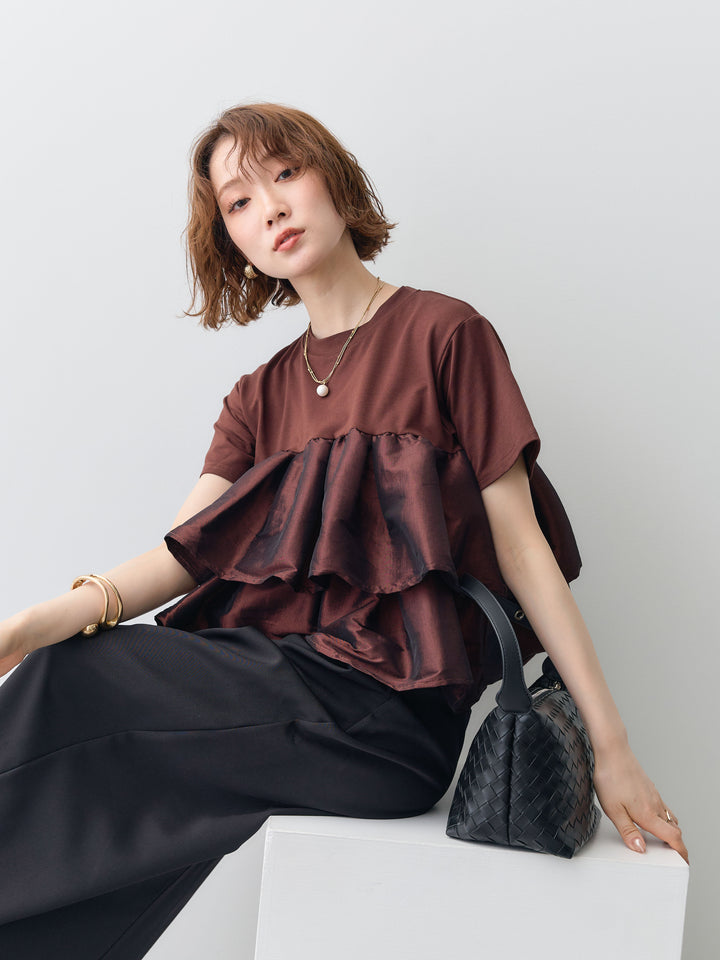 [予約]フリルティアードTEE/brown
