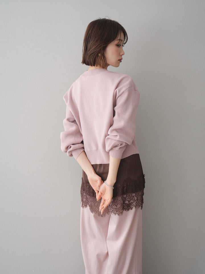 [SET]メタルボタンクルーネックニットカーディガン+選べるアクセセット(2set)