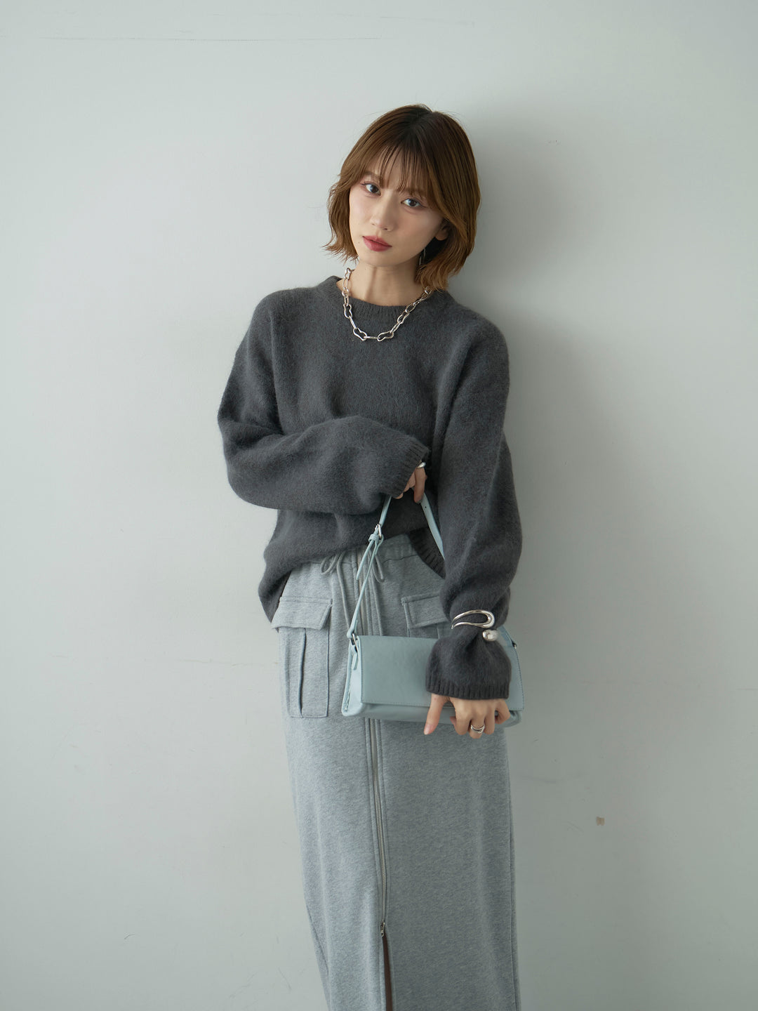 [予約]ソフトシャギークルーネックプルオーバー/darkgray