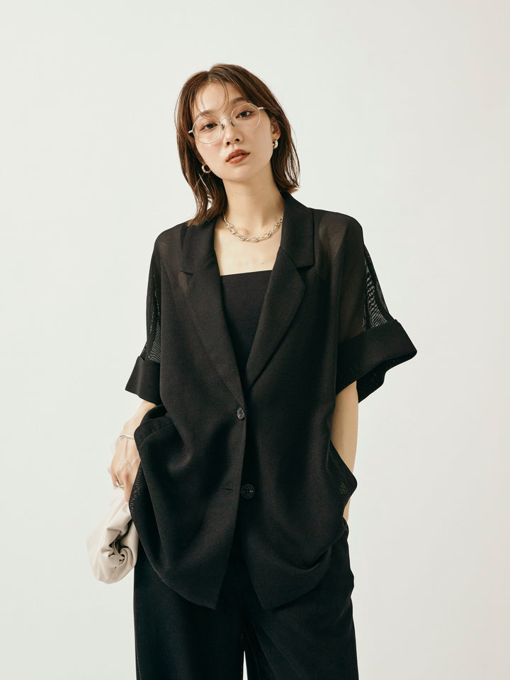 【Allure】[SET]メッシュハーフテーラードジャケット+メッシュハーフテーラードジャケット(2set)