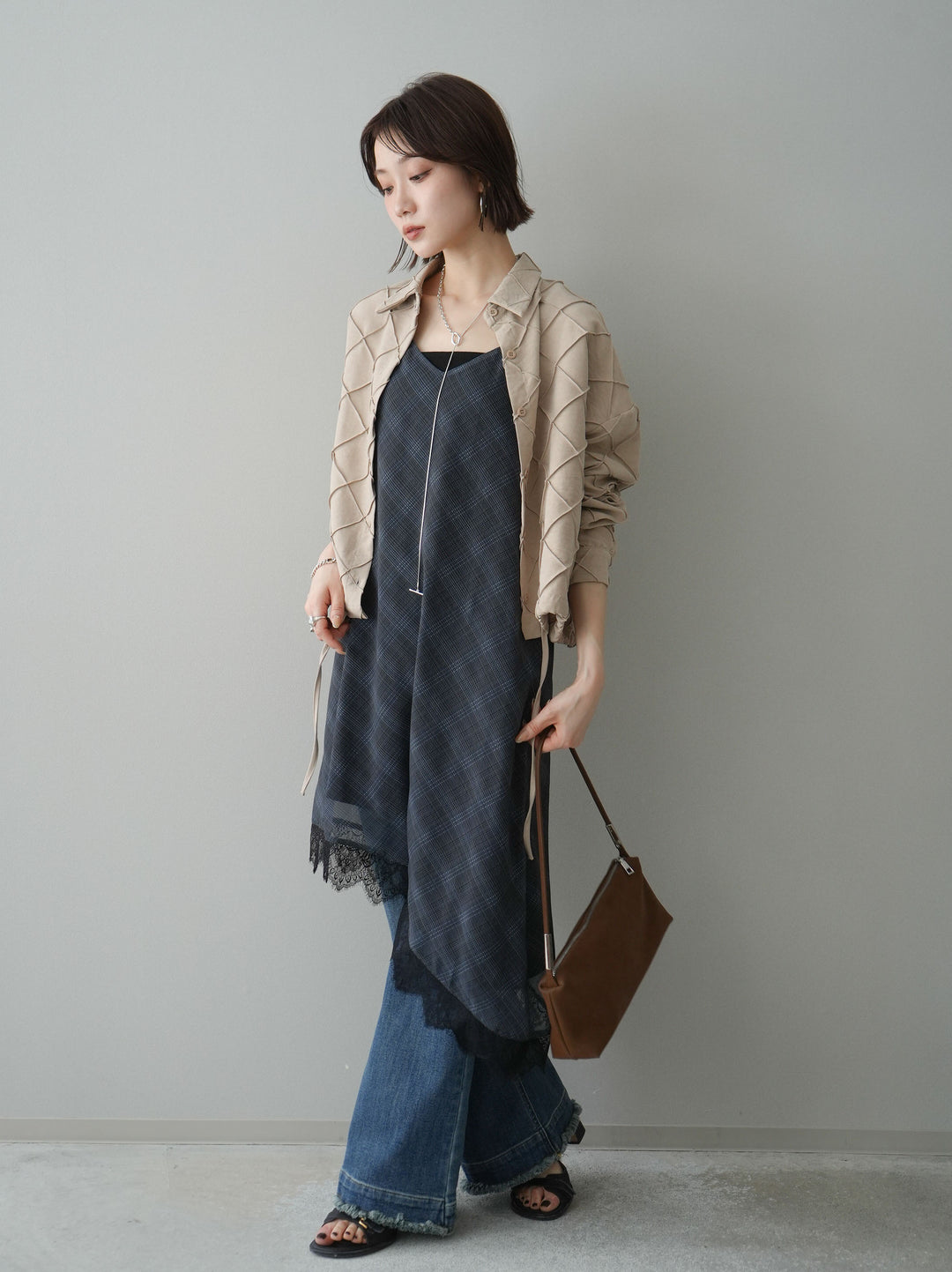 [予約]フリンジデザインセミフレアデニム/blue