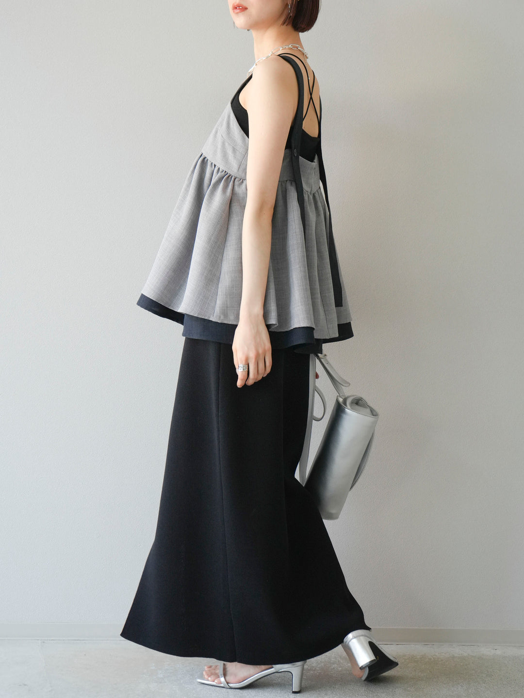 [予約]レーヨンポリIラインニットスカート/ブラック