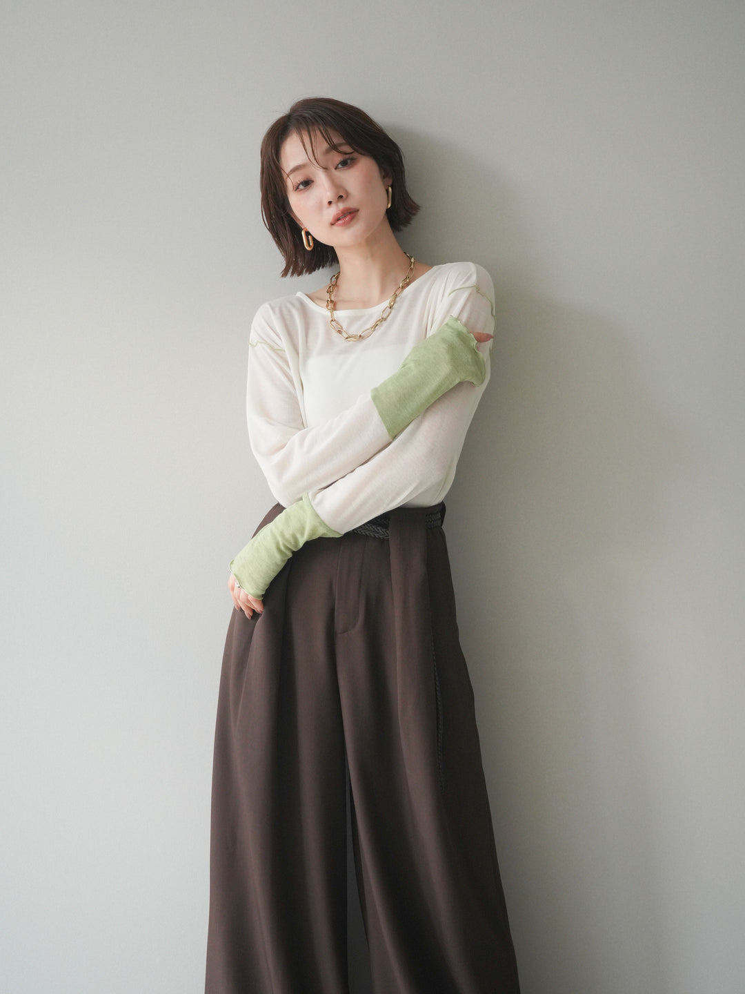 [SET]配色メロウトップス+配色メロウトップス(2set)