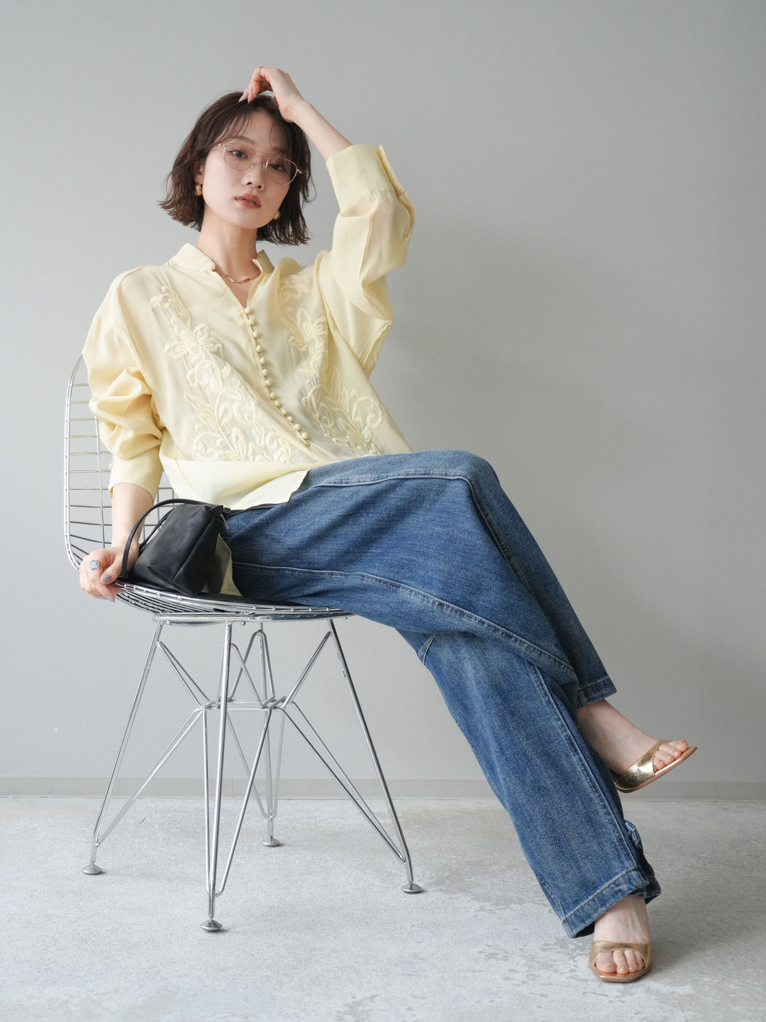 [予約]フロントコードエンブロイダリーブラウス/yellow