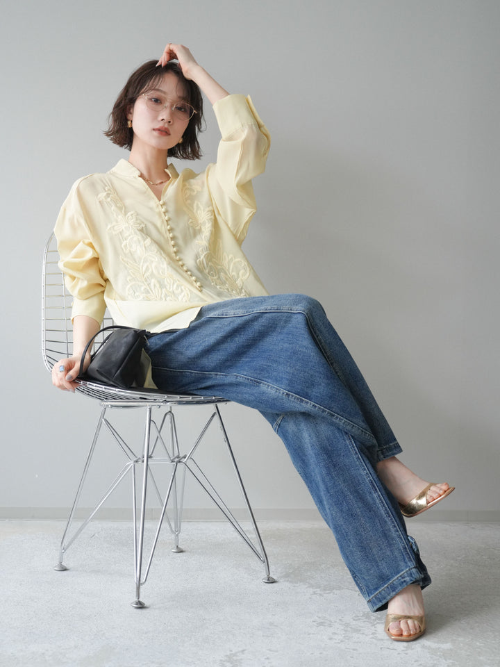 [予約]フロントコードエンブロイダリーブラウス/yellow