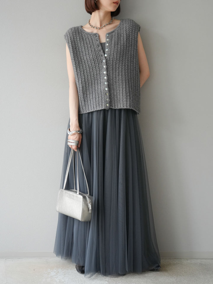 [予約]チュールボリュームスカート/グレー