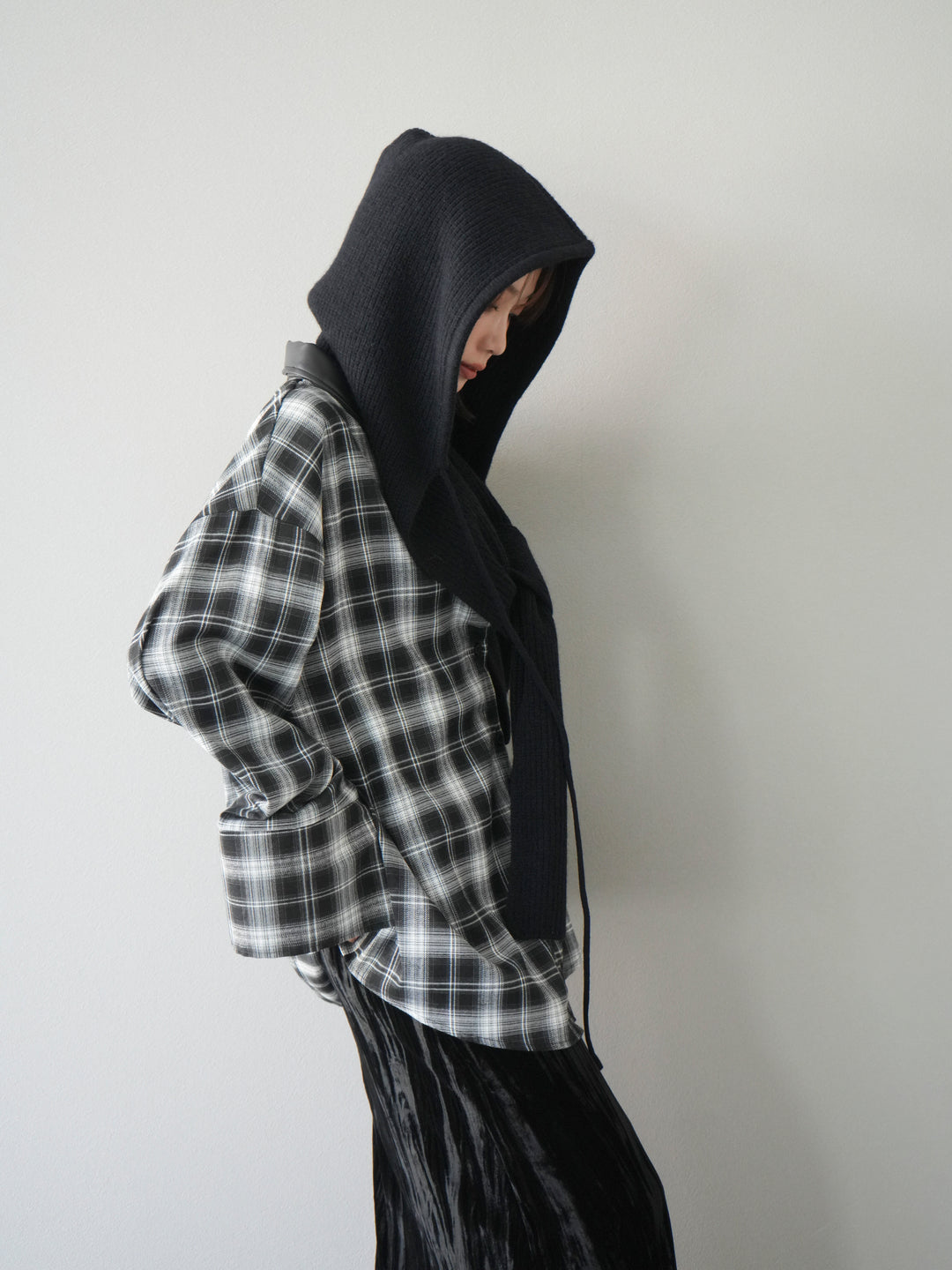 [予約]フードニットマフラー/ブラック