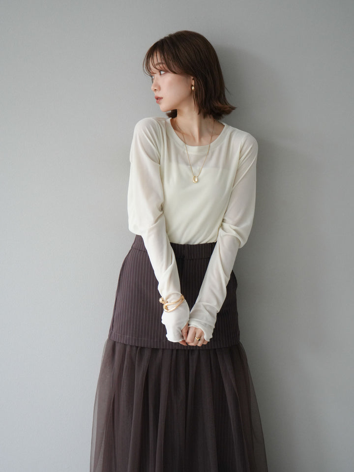 [予約]シアーベロアフィンガーホールトップス/アイボリー