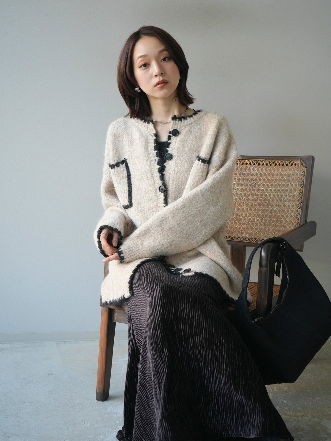 [予約]ハンドステッチニットカーディガン/beige