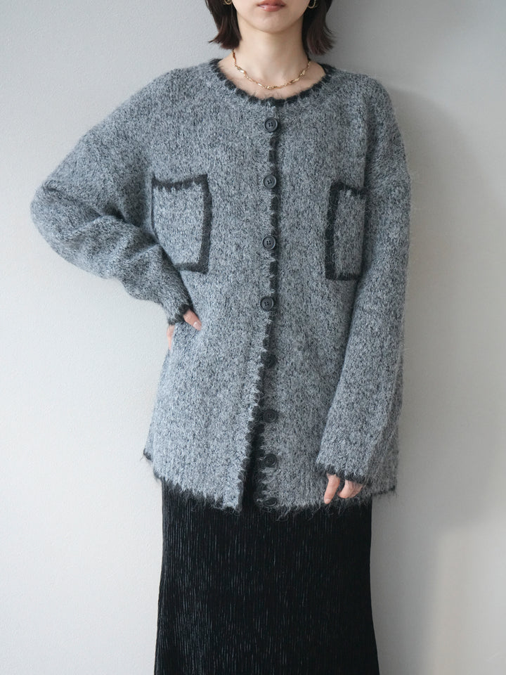 [予約]ハンドステッチニットカーディガン/darkgray