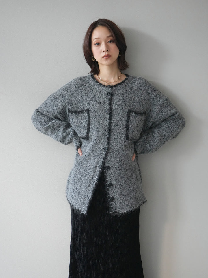 [予約]ハンドステッチニットカーディガン/darkgray
