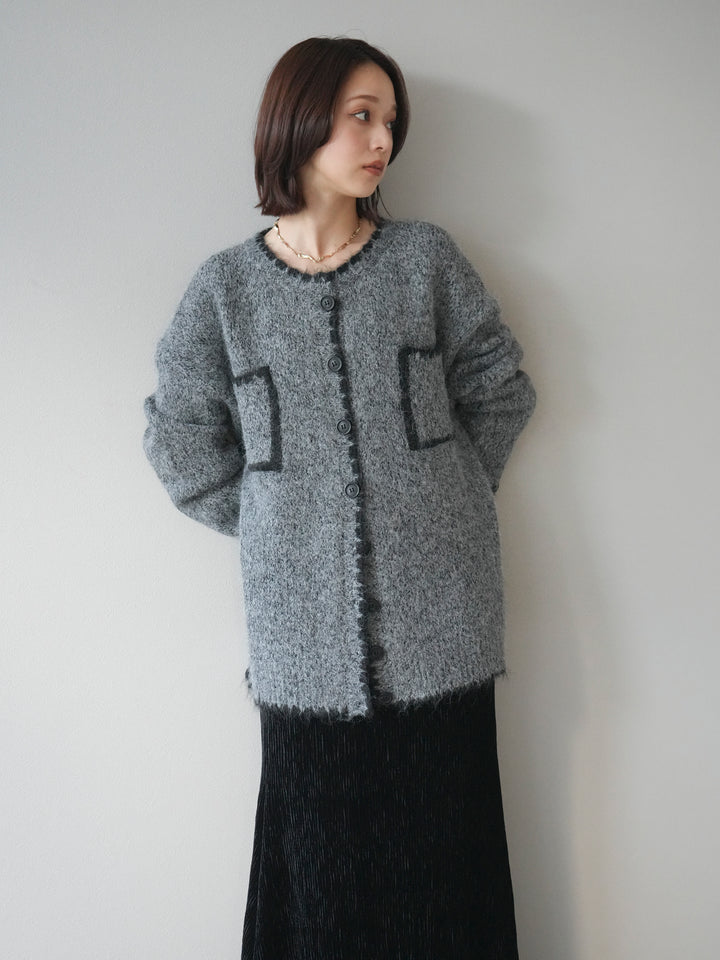 [予約]ハンドステッチニットカーディガン/darkgray